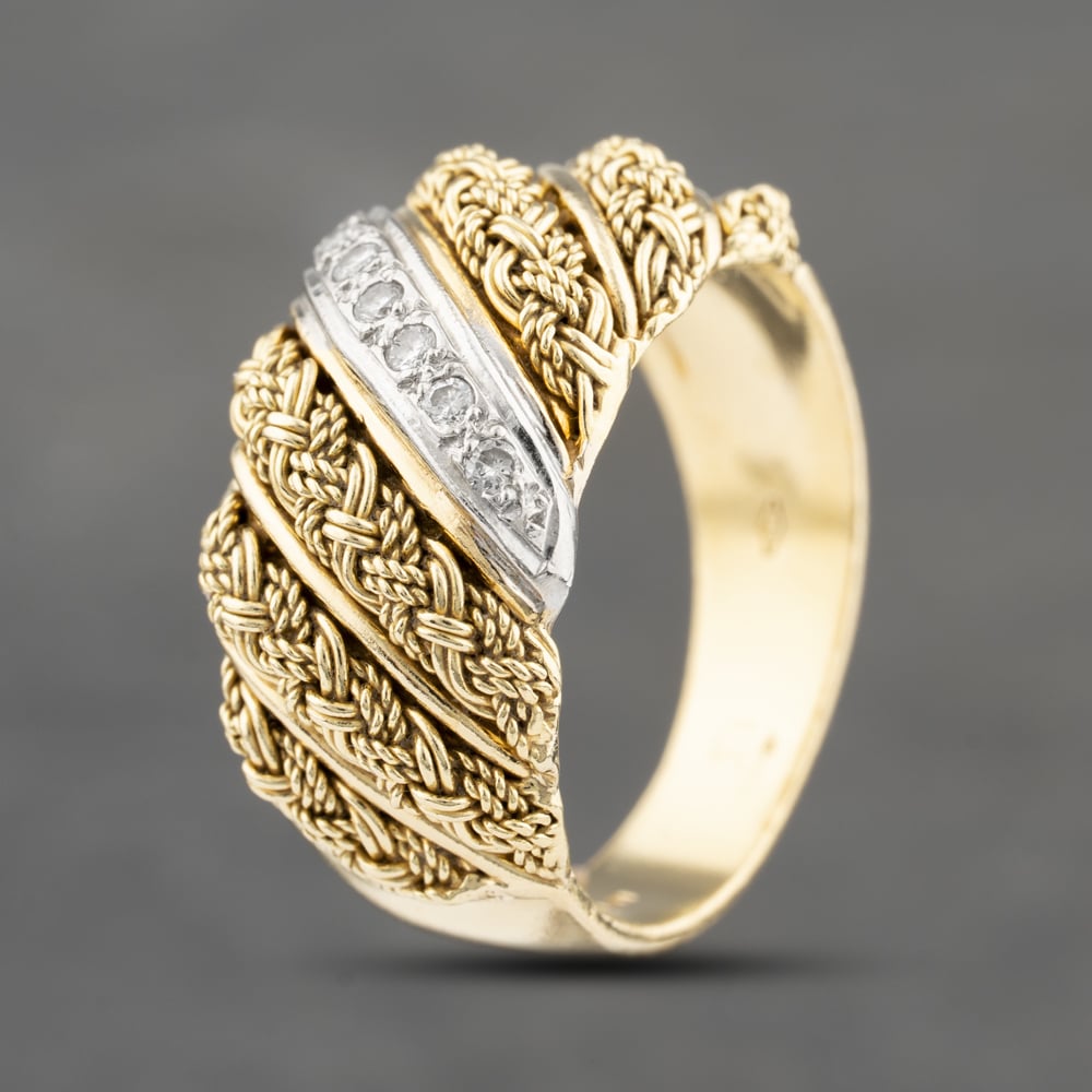 Click to view product details and reviews for Pre Owned 9ct Yellow Gold 010ct Brilliant Cut Diamond Domed Rope Design Dress Ring 41482254.