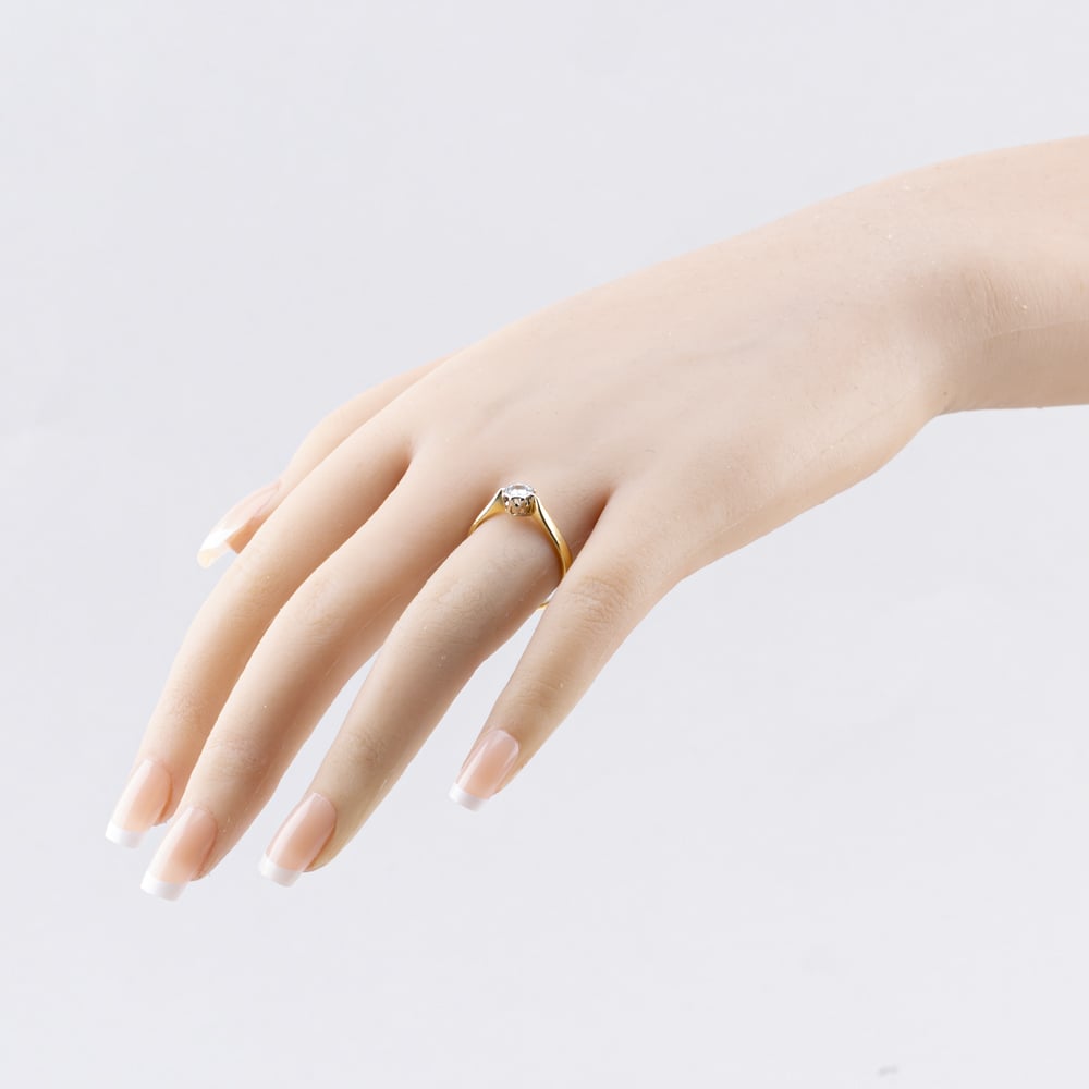 Pre-Owned Vintage Yellow Gold 0.18ct Brilliant Cut Diamond Solitaire Ring 41482271