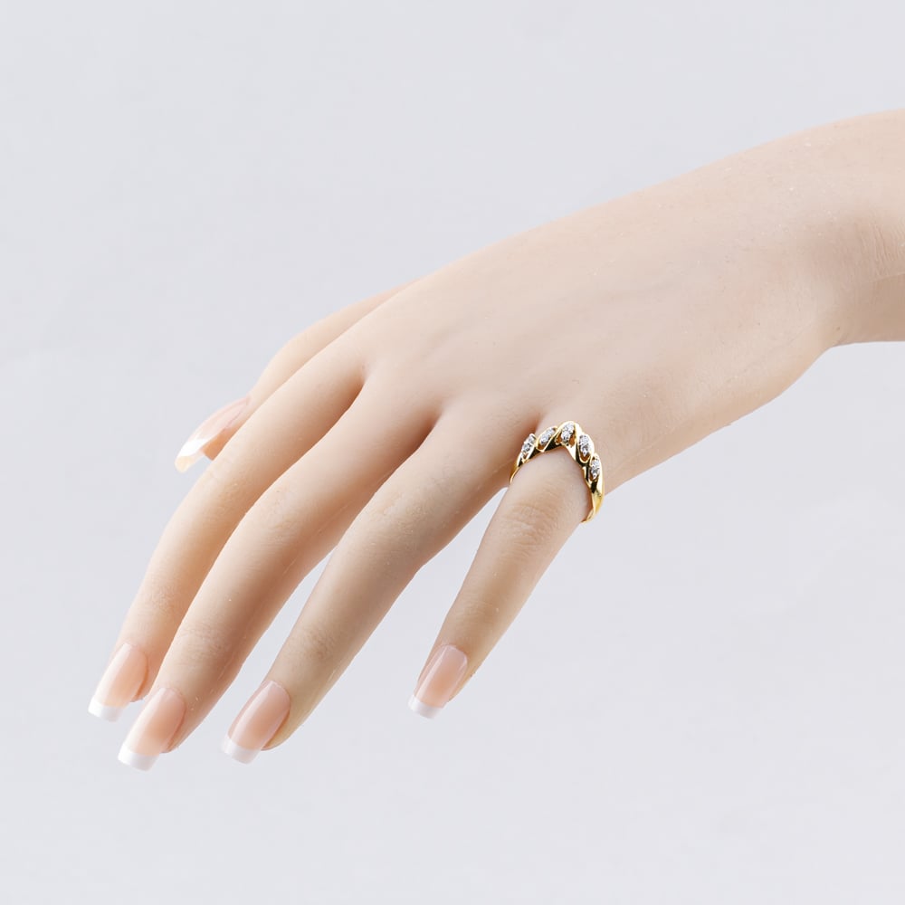 Pre-Owned 18ct Yellow Gold 0.20ct Brilliant Cut Diamond Half Wishbone Ring 41482281