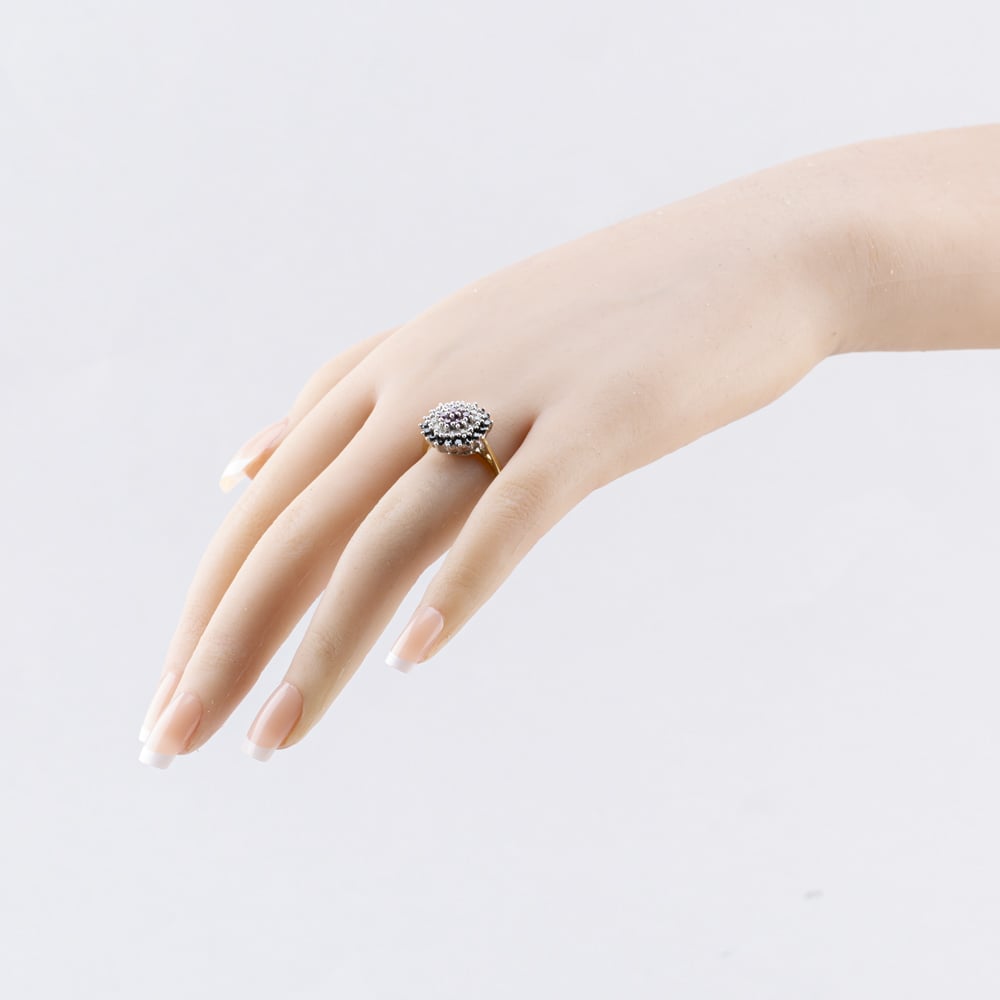 Pre-Owned 9ct Yellow Gold Brilliant Cut Diamond Round Multi-Coloured Cluster Ring 41482293