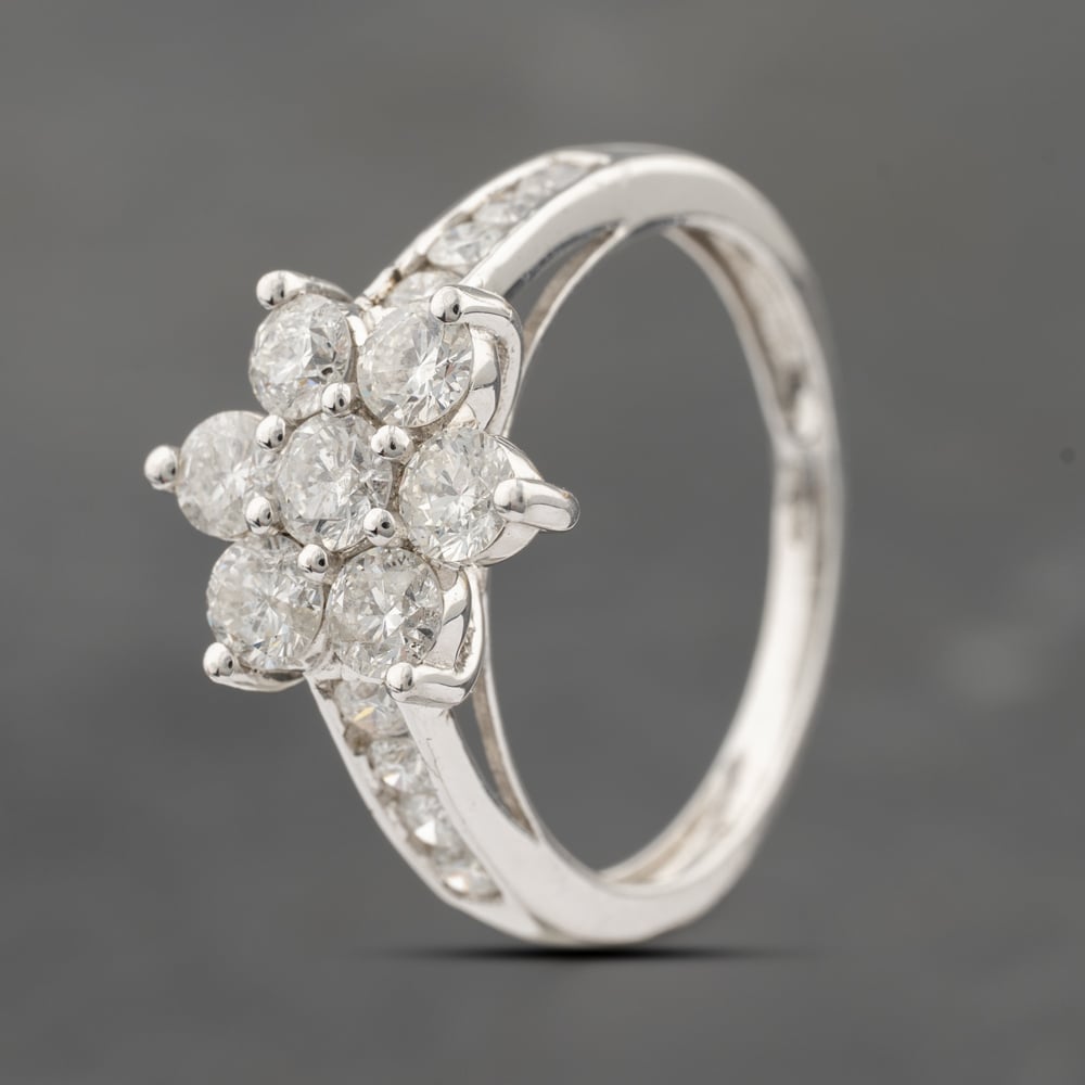 Click to view product details and reviews for Pre Owned 9ct White Gold 150ct Brilliant Cut Diamond Flower Cluster Ring 41482313.