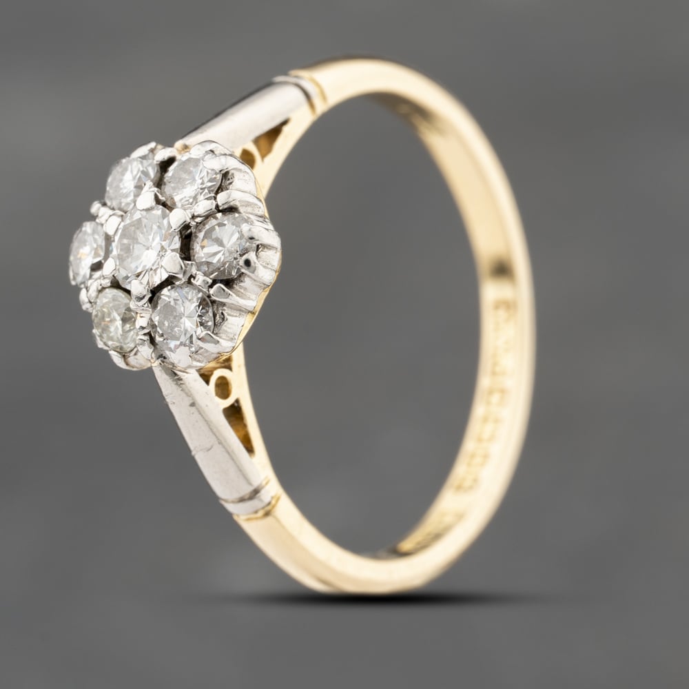 Click to view product details and reviews for Pre Owned Vintage 18ct Yellow Gold 070ct Brilliant Cut Diamond Flower Cluster Ring 41482339.