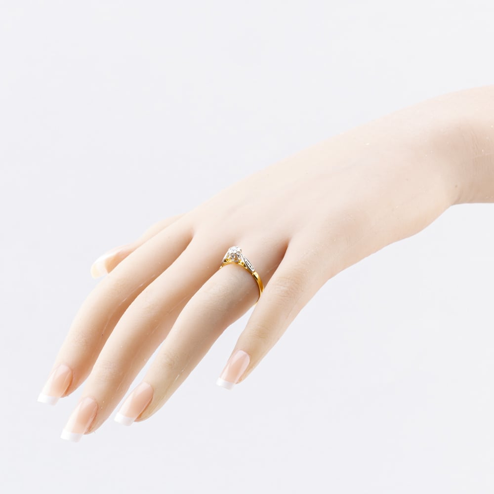 Pre-Owned Vintage 18ct Two Colour Gold 0.05ct Diamond Solitaire Ring 41482385