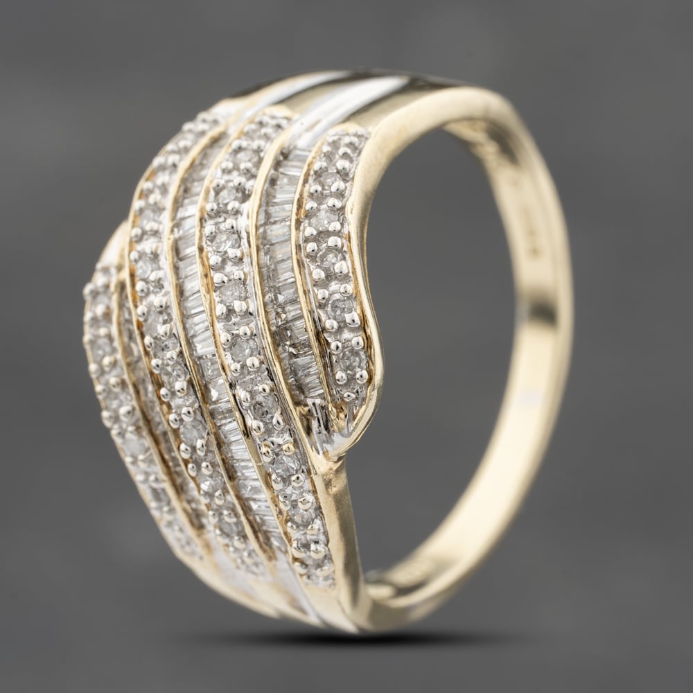Click to view product details and reviews for Pre Owned 9ct Yellow Gold 065ct Diamond Seven Row Wave Design Dress Ring 41482387.