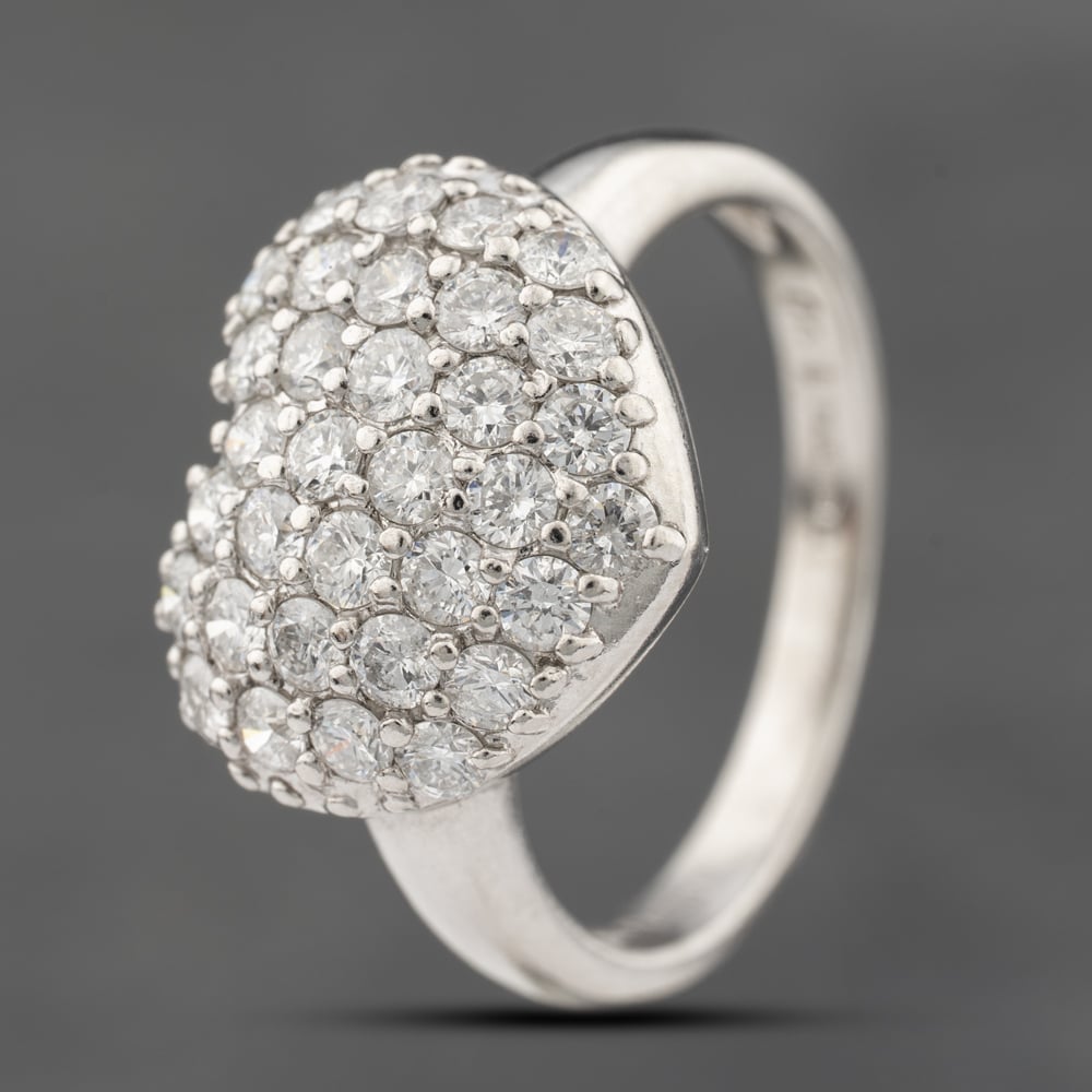 Click to view product details and reviews for Pre Owned Platinum 100ct Brilliant Cut Diamond Heart Pave Dress Ring 41482396.