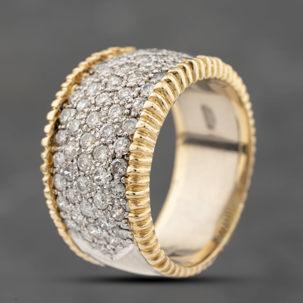 Click to view product details and reviews for Pre Owned 18ct Two Colour Gold 150ct Brilliant Cut Diamond Pave Set Band Ring 41482404.