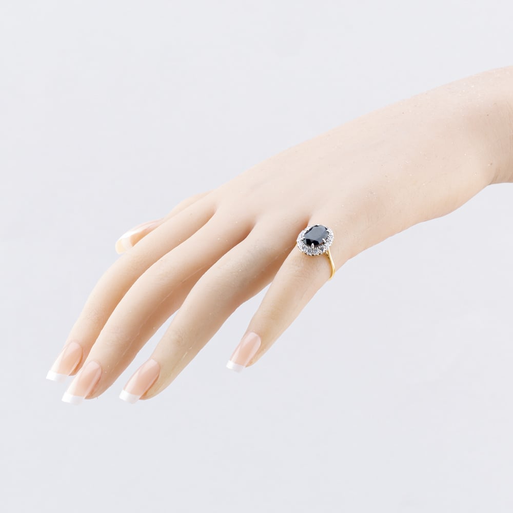 Pre-Owned Vintage Yellow Gold Sapphire & Brilliant Cut Diamond Cluster Ring 41482405