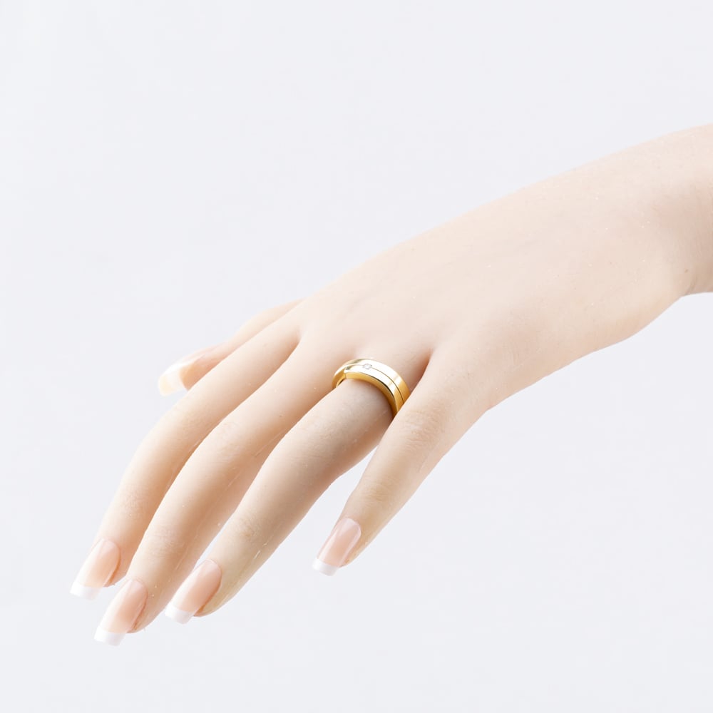 Pre-Owned 18ct Yellow Gold 0.04ct Brilliant Cut Diamond Twist Band Ring 41482429