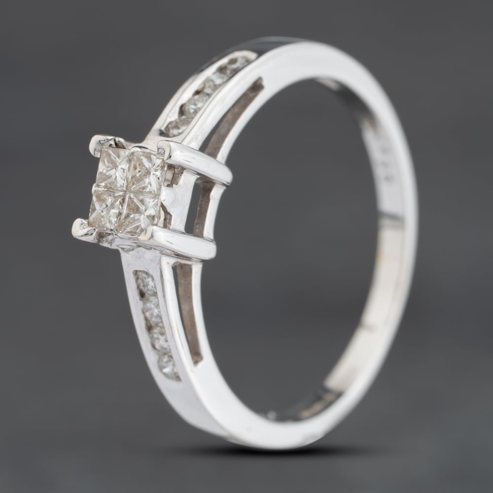 Click to view product details and reviews for Pre Owned 18ct White Gold 040ct Diamond Square Cluster Ring 41482459.