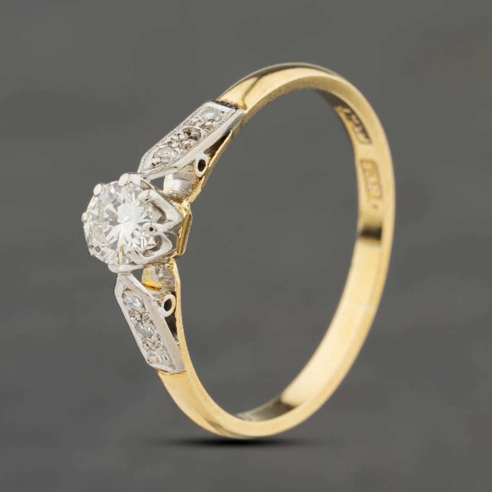Click to view product details and reviews for Pre Owned Vintage Yellow Gold 025ct Brilliant Cut Diamond Diamond Set Shoulders Solitaire Ring 41482469.
