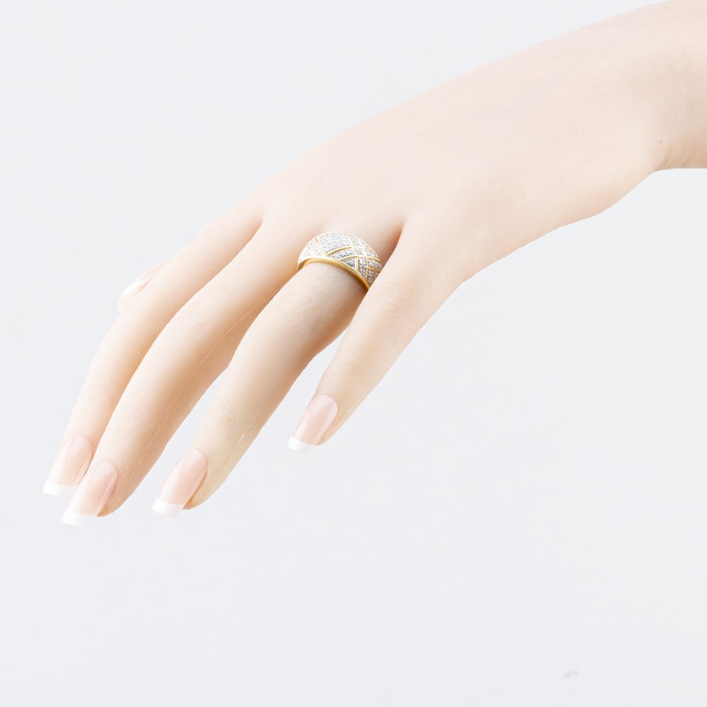 Pre-Owned 18ct Yellow Gold Diamond Pave Style Band Dress Ring 41482497
