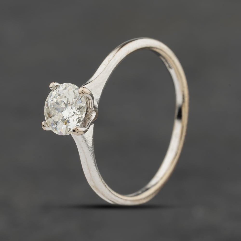 Pre-Owned 18ct White Gold Diamond Four Claw Solitaire Ring 41482530