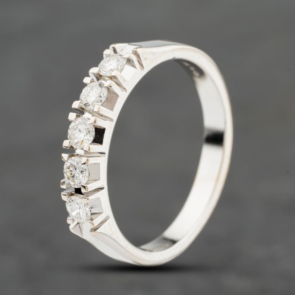Pre-Owned 18ct White Gold 0.49ct Brilliant Cut Diamond Five Stone Ring 41482565