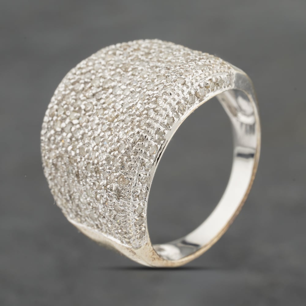 Pre-Owned 9ct White Gold 1.50ct Diamond Pave Set Multi Row Dress Ring 41482569