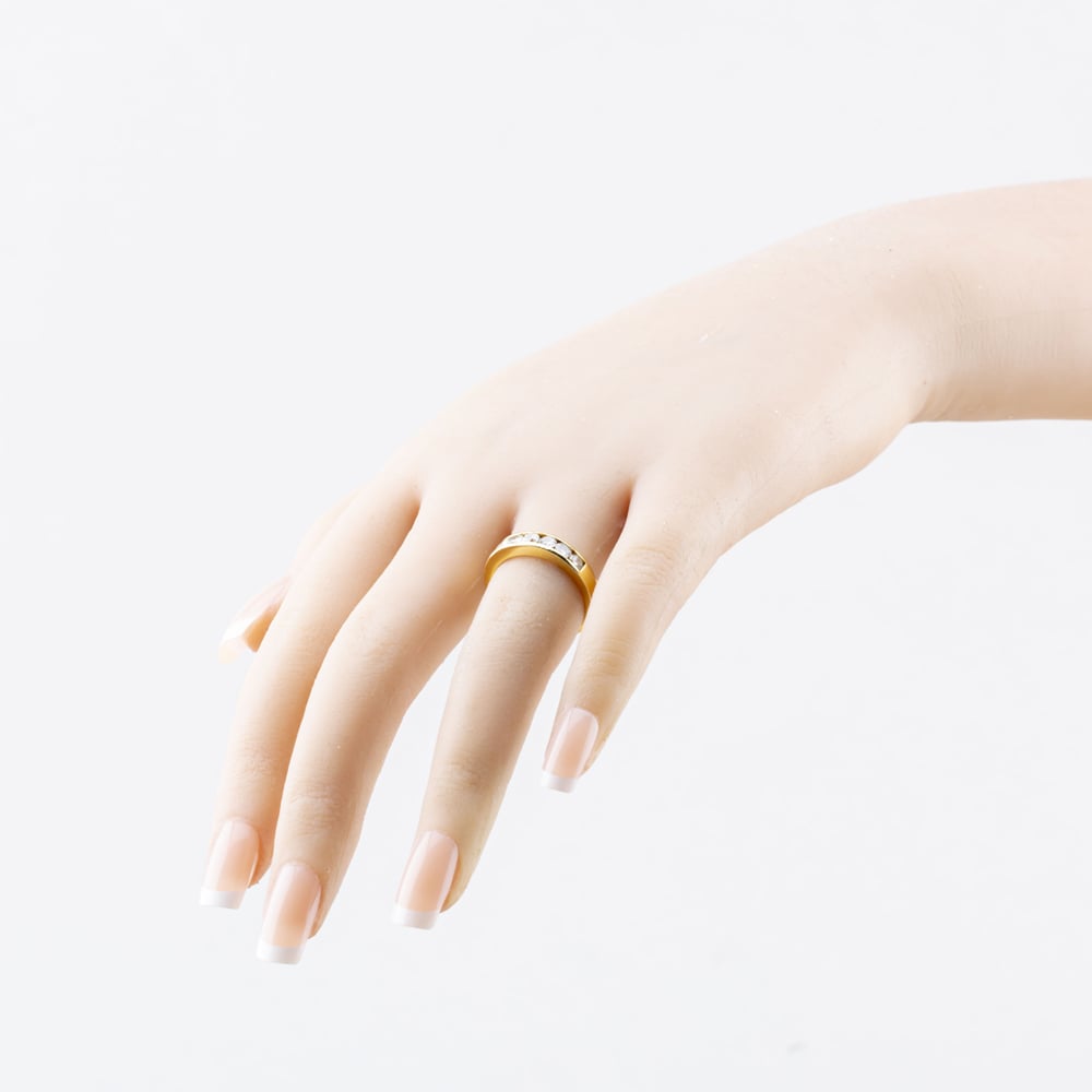 Pre-Owned 18ct Yellow Gold 0.70ct Brilliant Cut Diamond Half Eternity Ring 41482746