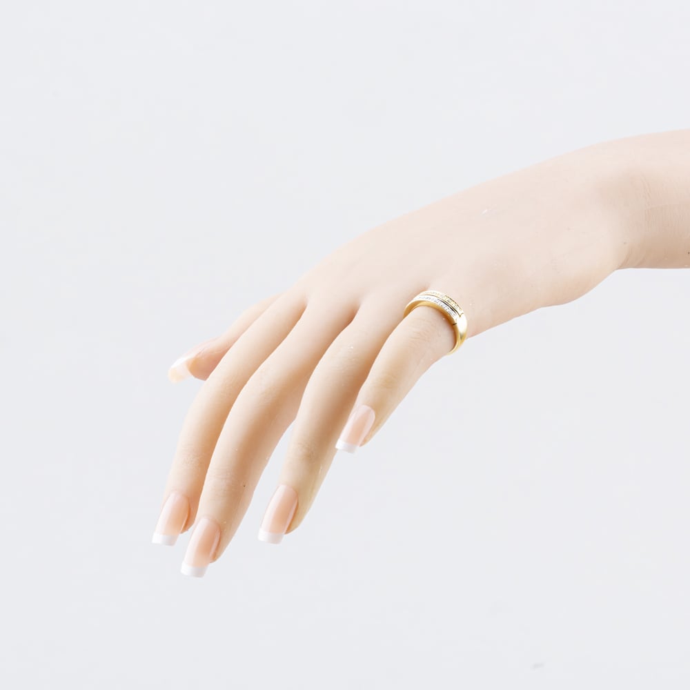 Pre-Owned 9ct Yellow Gold 0.10ct Diamond Two Row Ring 41482792