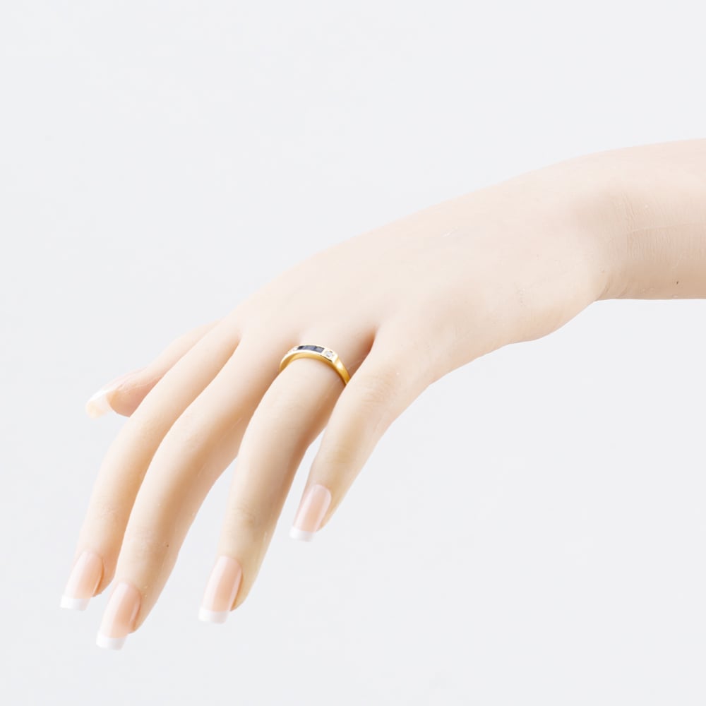Pre-Owned 18ct Yellow Gold Sapphire & 0.25ct Brilliant Cut Diamond Half Eternity Ring 41482808