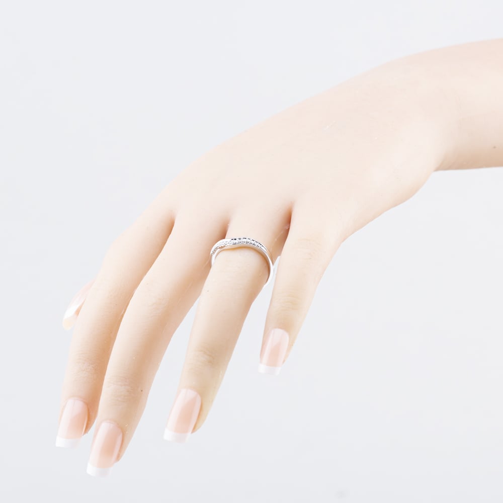Pre-Owned 18ct White Gold 0.10ct Brilliant Cut Diamond Wishbone Ring 41482829