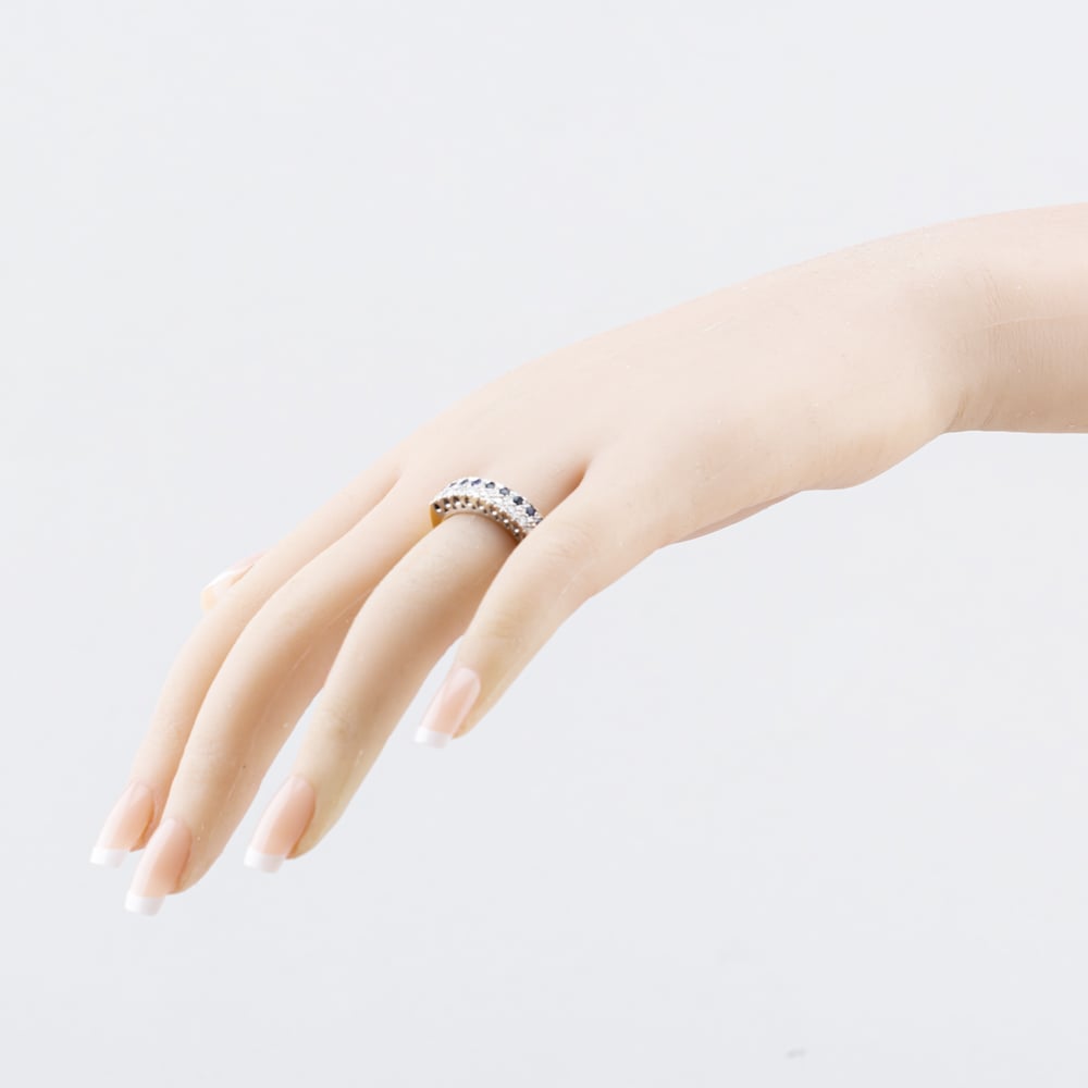 Pre-Owned 18ct Yellow Gold Sapphire & Diamond Two Row Ring 41482931