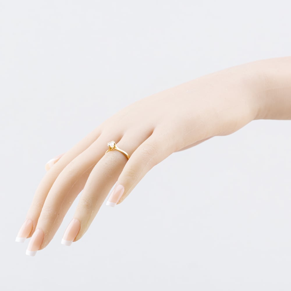 Pre-Owned 18ct Yellow Gold Certificated 0.40ct Brilliant Cut Diamond Twist Solitaire Ring 41482944