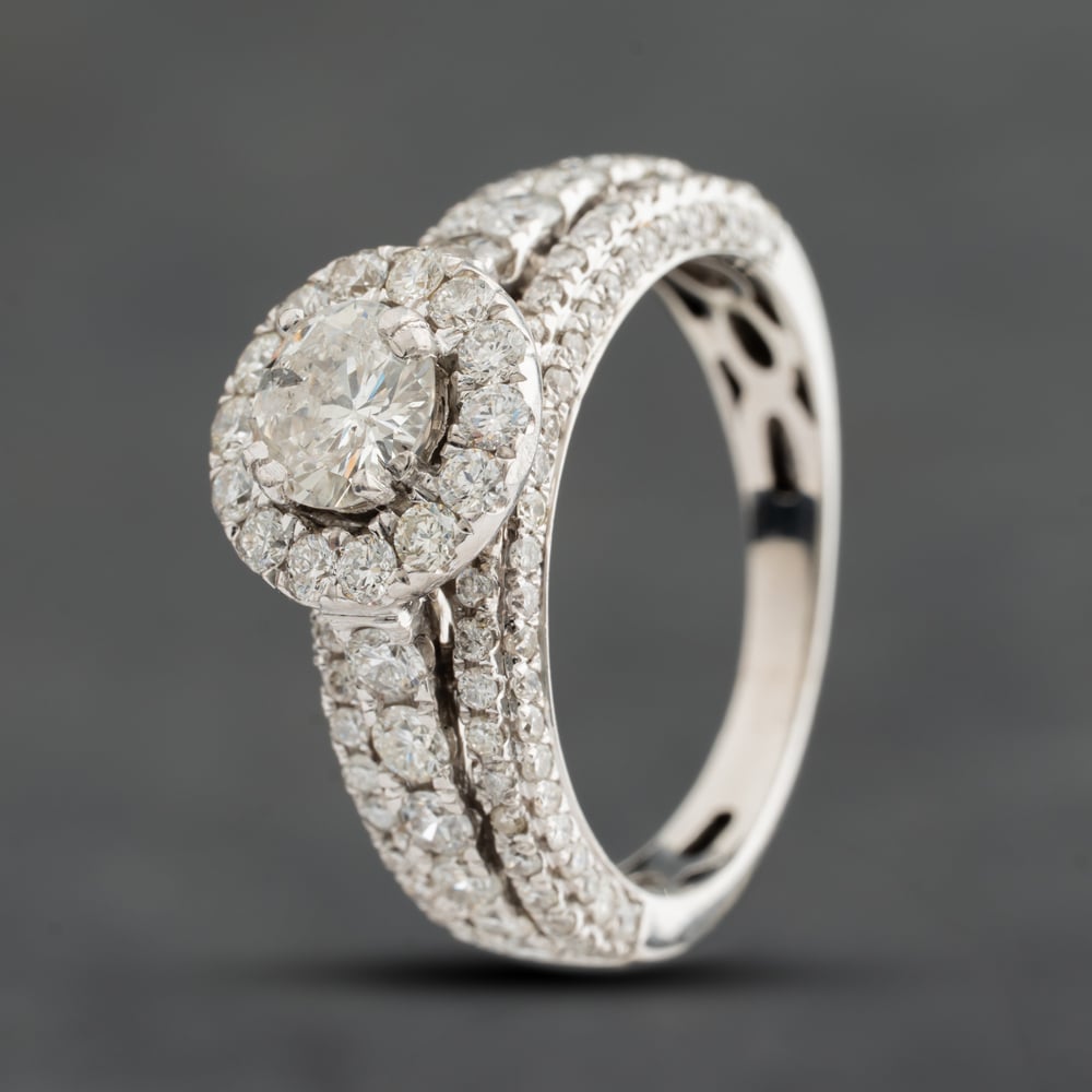 Pre-Owned 18ct White Gold 1.73ct Brilliant Cut Diamond Multi Row Cluster Ring 41482945