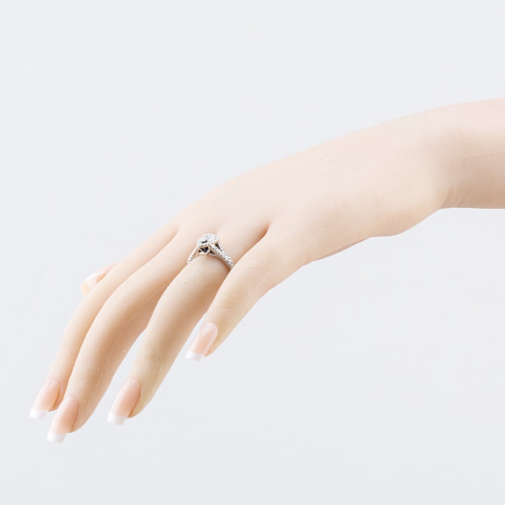 Pre-Owned 18ct White Gold 0.45ct Brilliant Cut Diamond Vera Wang Pear Shape Halo Cluster Ring 41482974