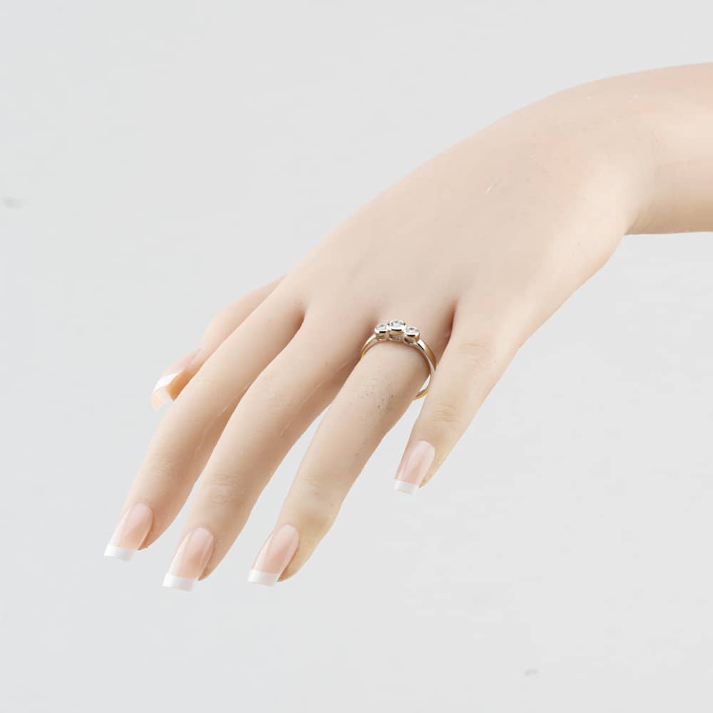 Pre-Owned 18ct White Gold 0.35ct Brilliant Cut Diamond Rubover Set Three Stone Ring 41483002