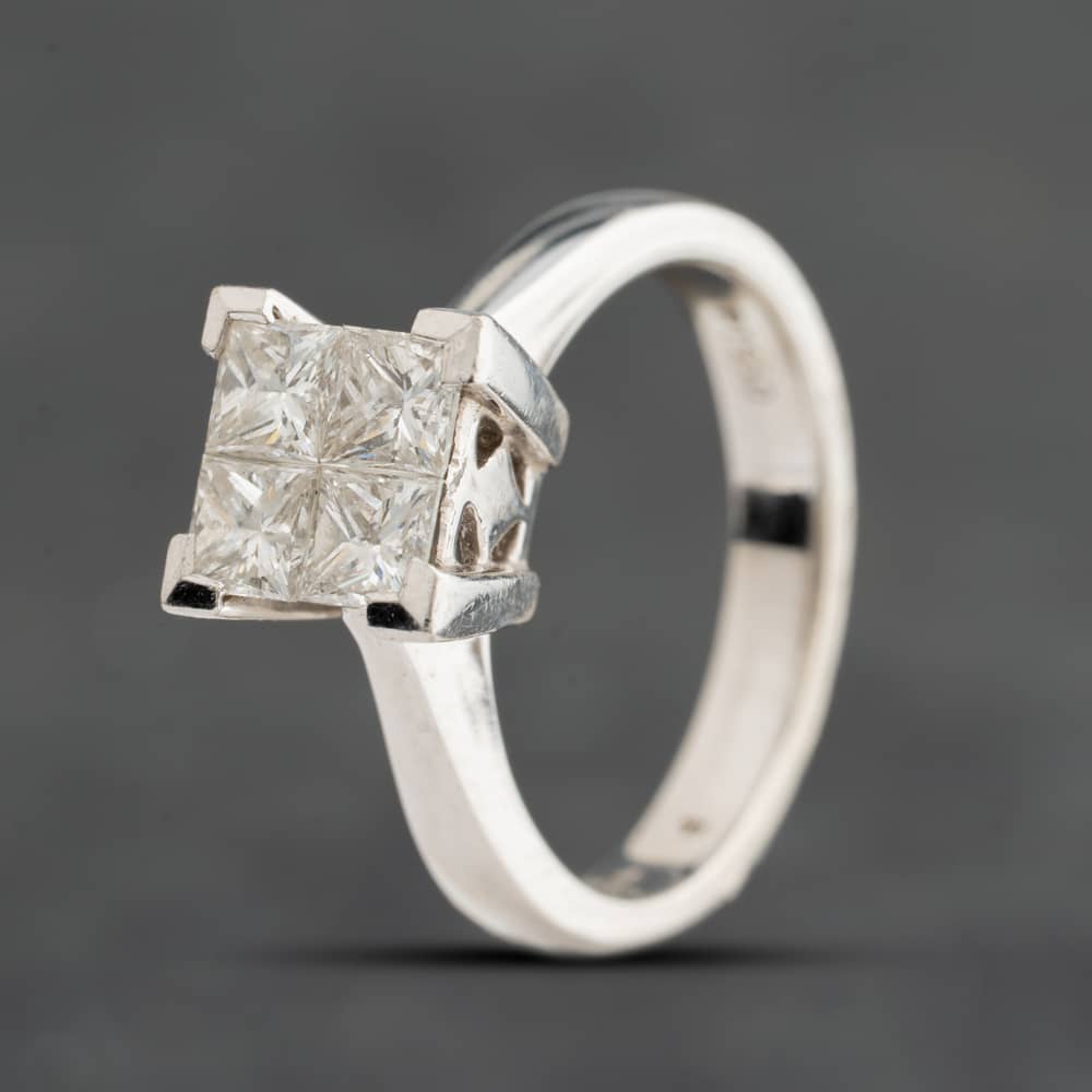 Pre-Owned Platinum 1.00ct Princess Cut Diamond Four Stone Ring 41483055