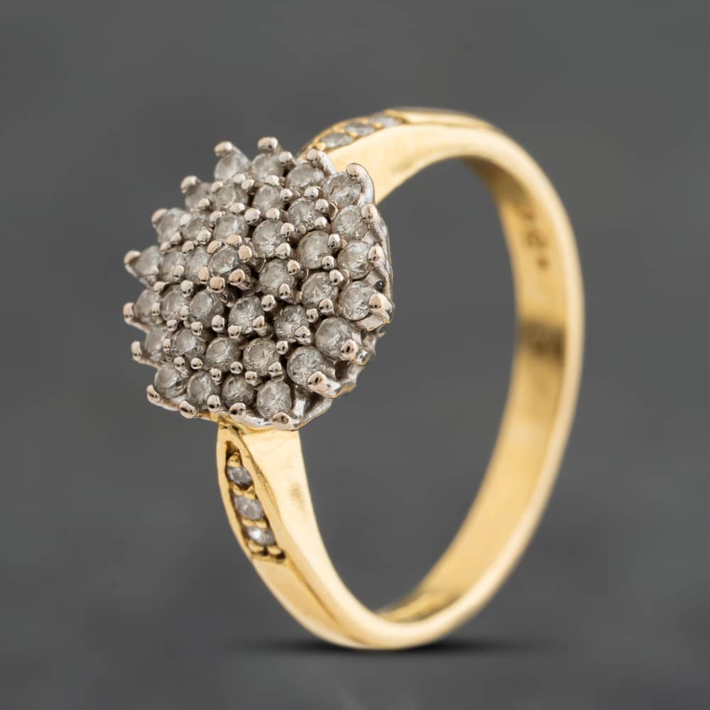 Pre-Owned 18ct Yellow Gold 0.50ct Brilliant Cut Diamond Cluster Ring 41483062