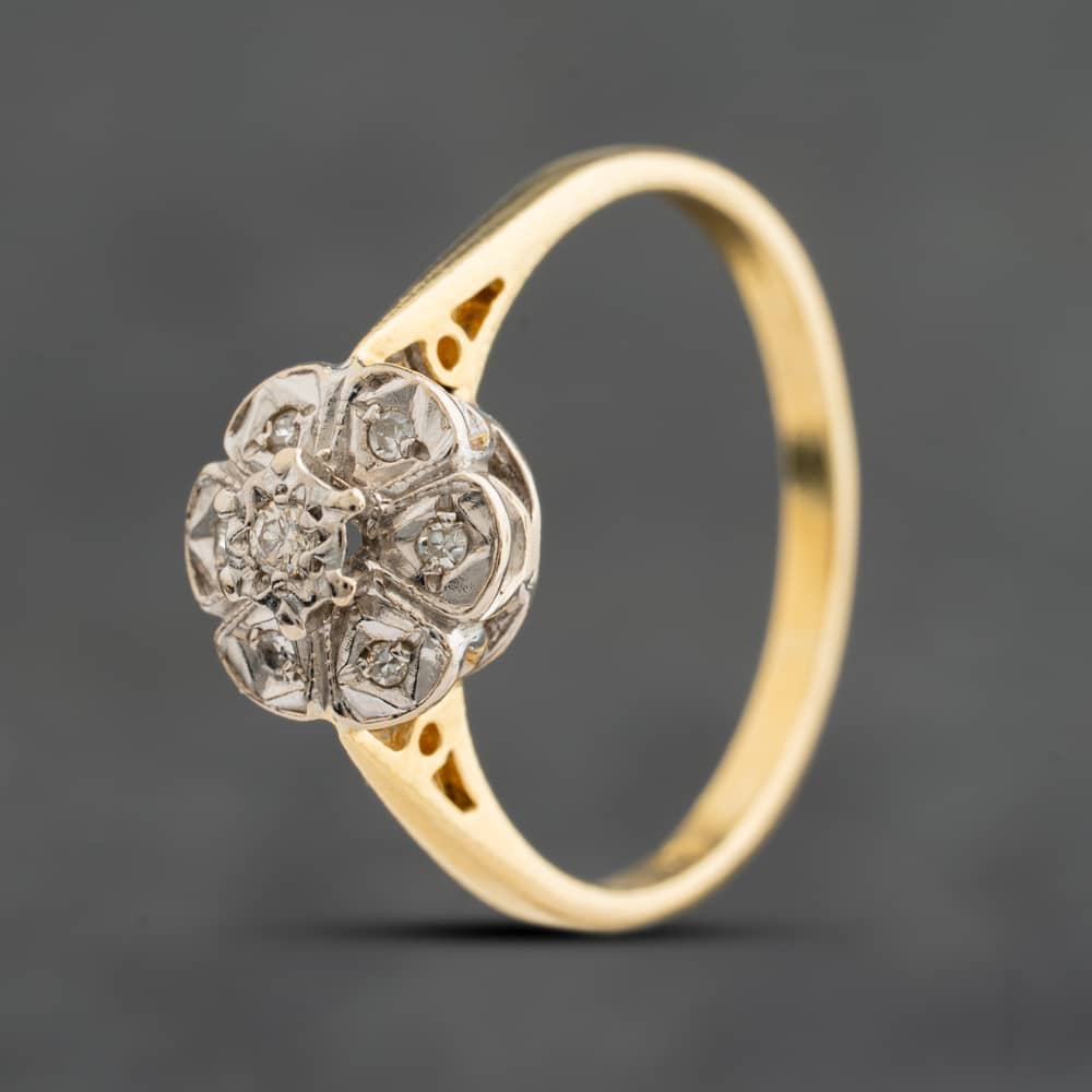 Pre-Owned 18ct Yellow Gold Brilliant Cut Diamond Cluster Ring 41483068
