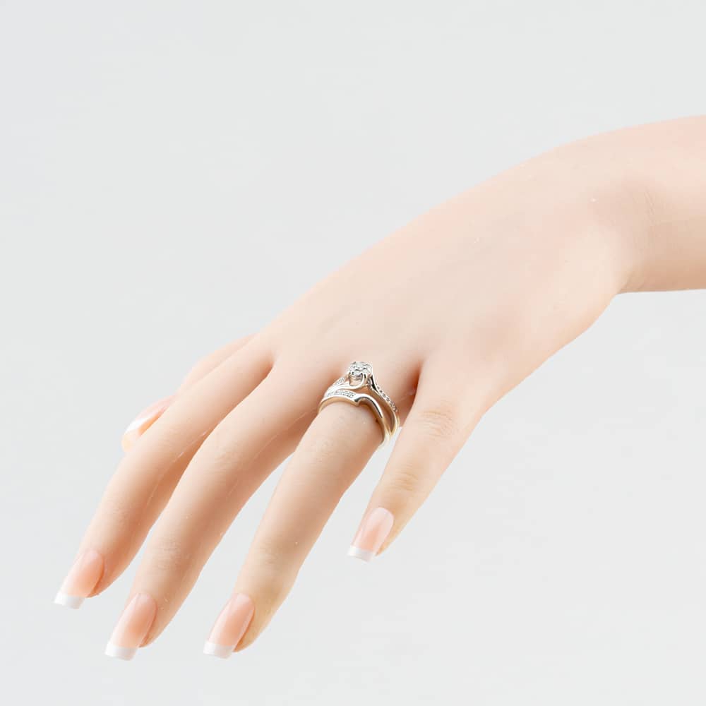 Pre-Owned 9ct White Gold 0.33ct Brilliant Cut Diamond Bridal Set Ring 41483074