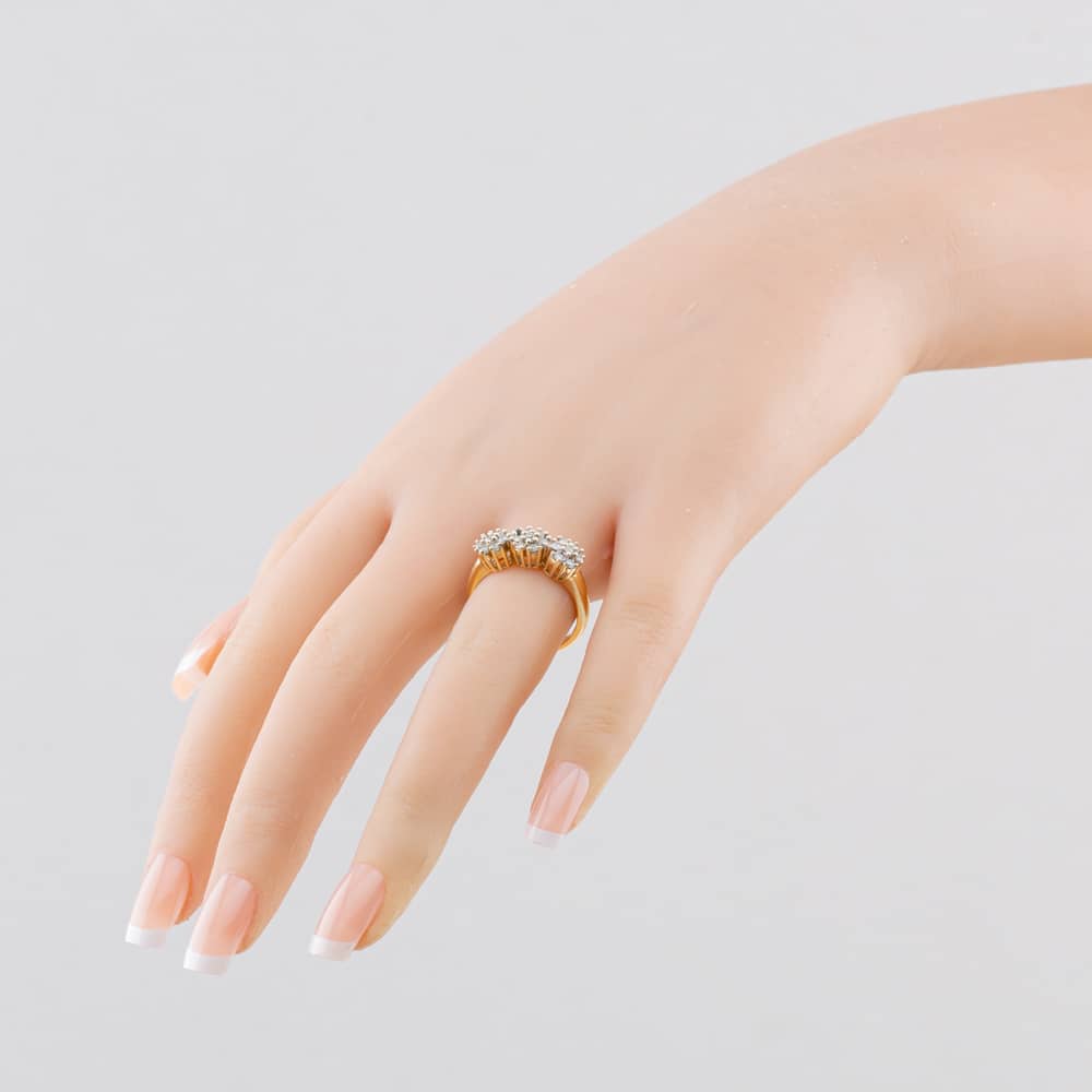 Pre-Owned 9ct Yellow Gold 0.40ct Brilliant Cut Diamond Triple Flower Cluster Ring 41483120