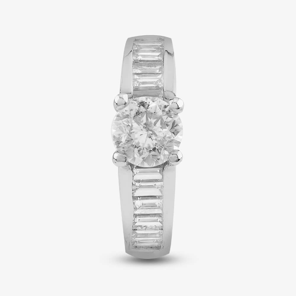 Pre-Owned 18ct White Gold 1.50ct Diamond Shoulder Set Solitaire Ring 41482588