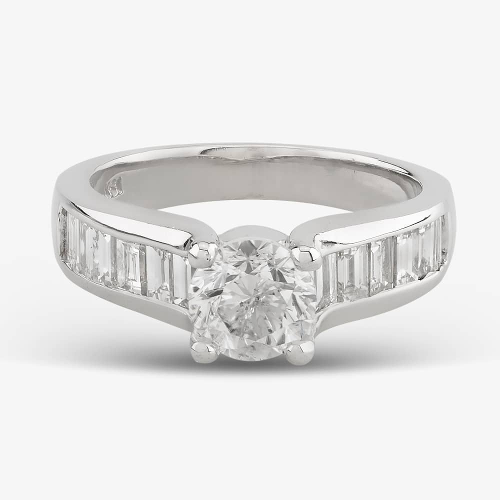 Pre-Owned 18ct White Gold 1.50ct Diamond Shoulder Set Solitaire Ring 41482588