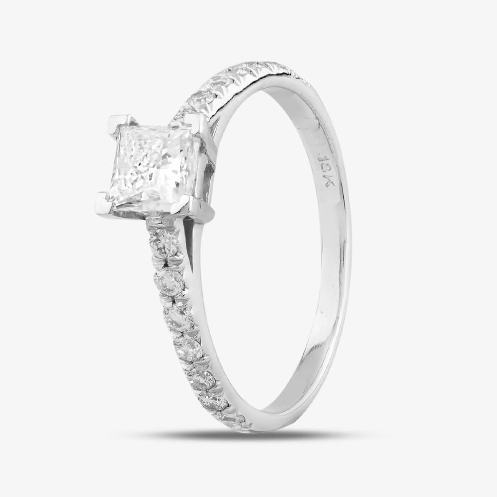 Product photograph of Pre-owned 18ct White Gold 0 45ct Diamond Princess Cut Solitaire Ring 4148480 from The Jewel Hut