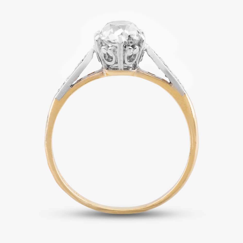 Pre-Owned Yellow Gold 0.98ct Old Cut Diamond Solitaire Ring 4148808