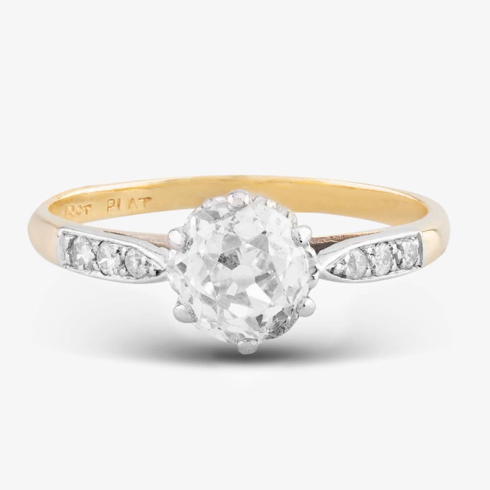 Pre-Owned Yellow Gold 0.98ct Old Cut Diamond Solitaire Ring 4148808