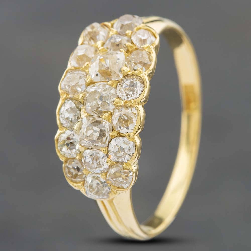 Product photograph of Pre-owned Vintage Yellow Gold Diamond Three Row Dress Ring 4148889 from The Jewel Hut