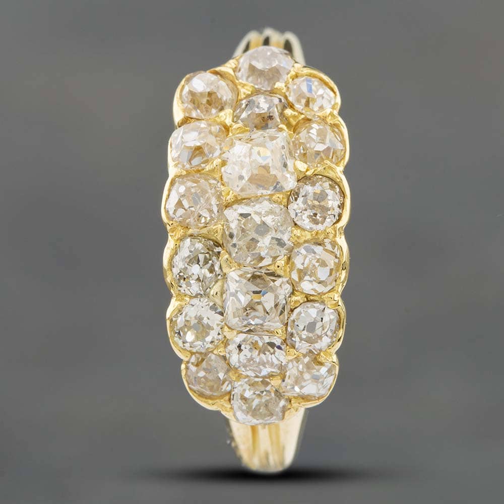 Pre-Owned Vintage Yellow Gold Diamond Three Row Dress Ring 4148889