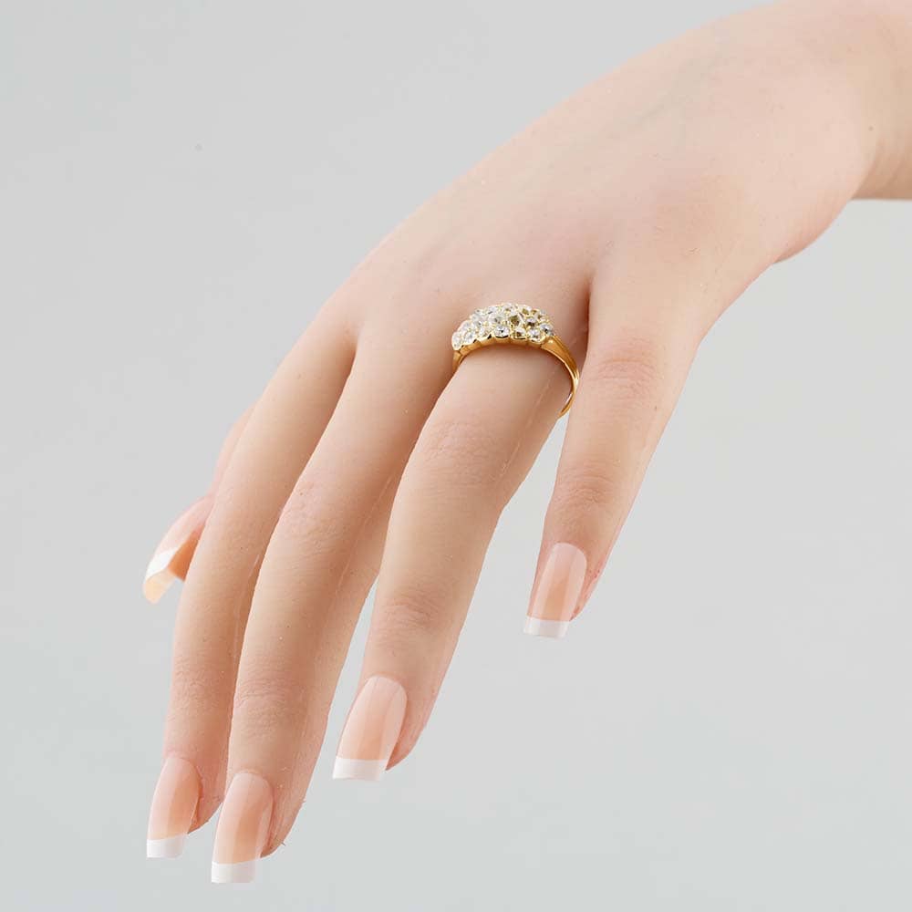 Pre-Owned Vintage Yellow Gold Diamond Three Row Dress Ring 4148889
