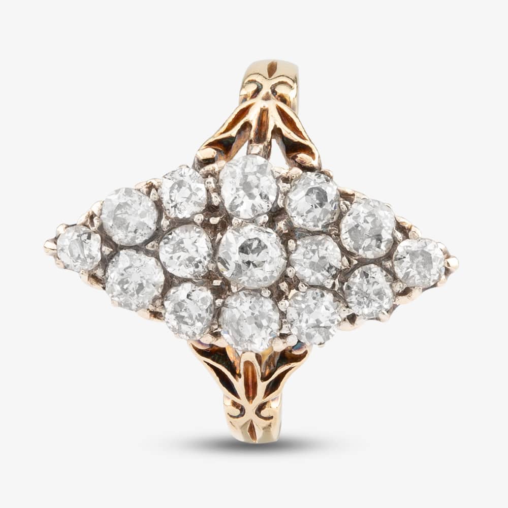 Pre-Owned Antique Yellow Gold Diamond Cluster Ring 41482589