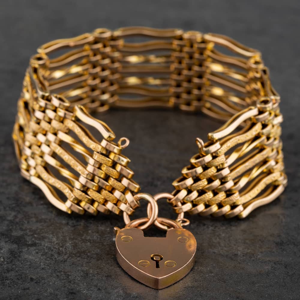 Product photograph of Pre-owned Vintage Yellow Gold Seven Bar Gate Bracelet 4153061 from The Jewel Hut