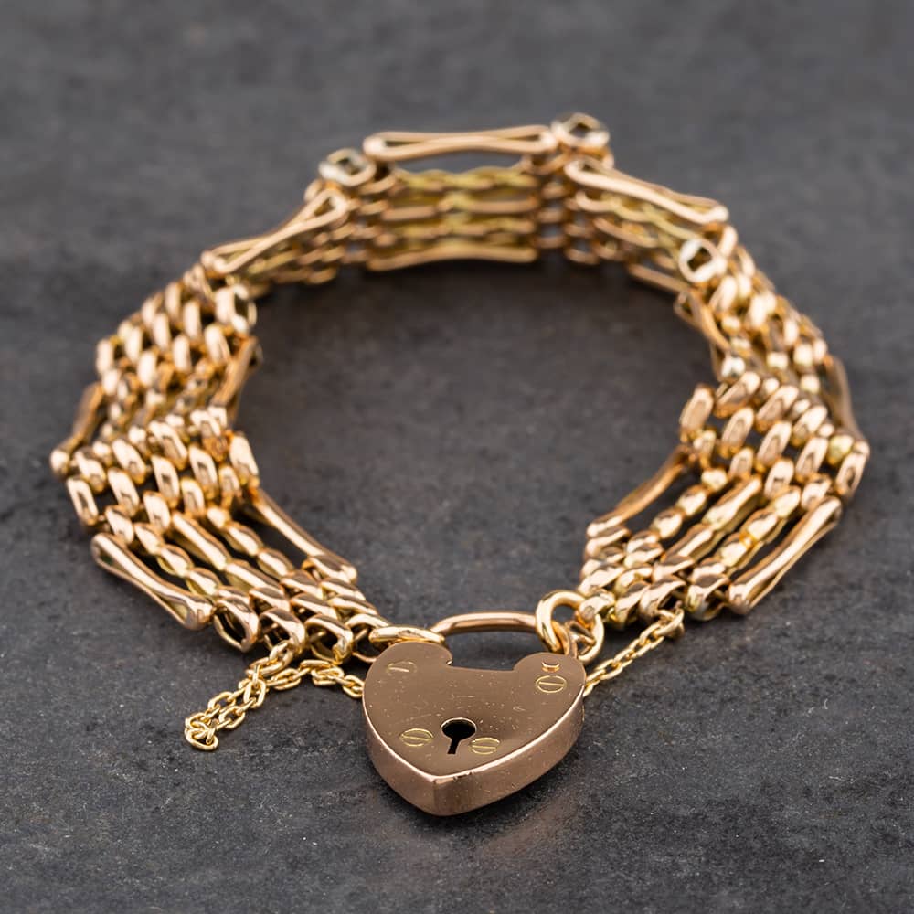 Product photograph of Pre-owned Vintage Rose Gold Five Bar Gate Bracelet 4153073 from The Jewel Hut