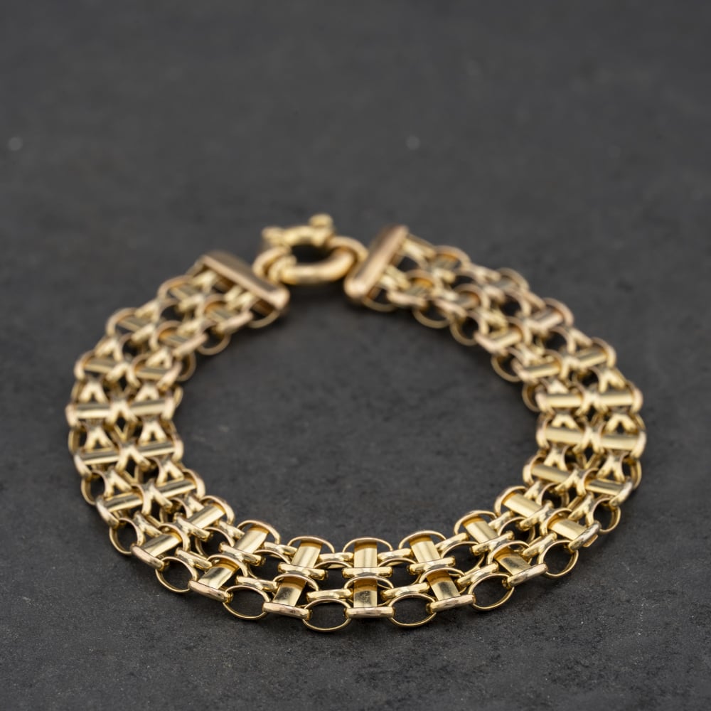 Pre-Owned 9ct Yellow Gold Fancy 7.5 Inch Gate Bracelet 41531082