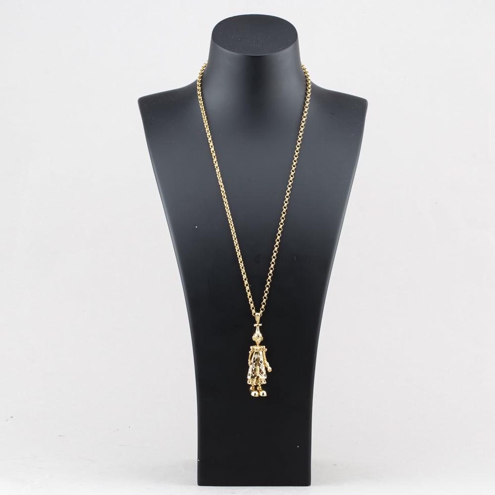 Pre-Owned 9ct Yellow Gold Cubic Zirconia Clown Gemstone Pendant & 24 Inch Belcher Chain 415602163141