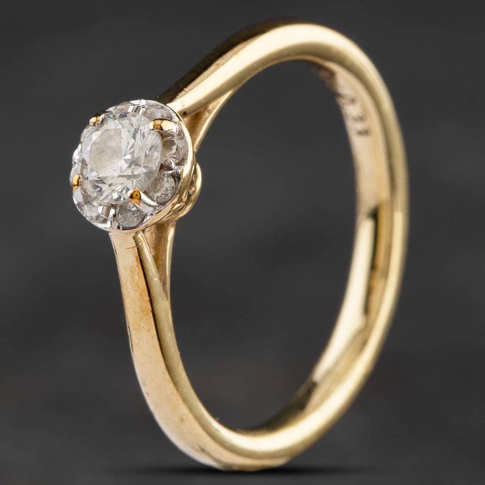 Product photograph of Pre-owned 9ct Yellow Gold 0 33ct Brilliant Cut Diamond Cluster Ring 4158757 from The Jewel Hut