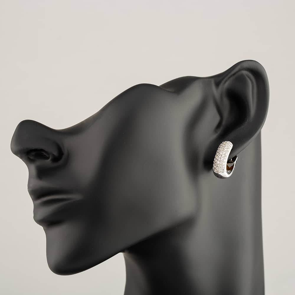 Pre-Owned 18ct White Gold 1.25ct Brilliant Cut Diamond Hoop Earrings 4165108