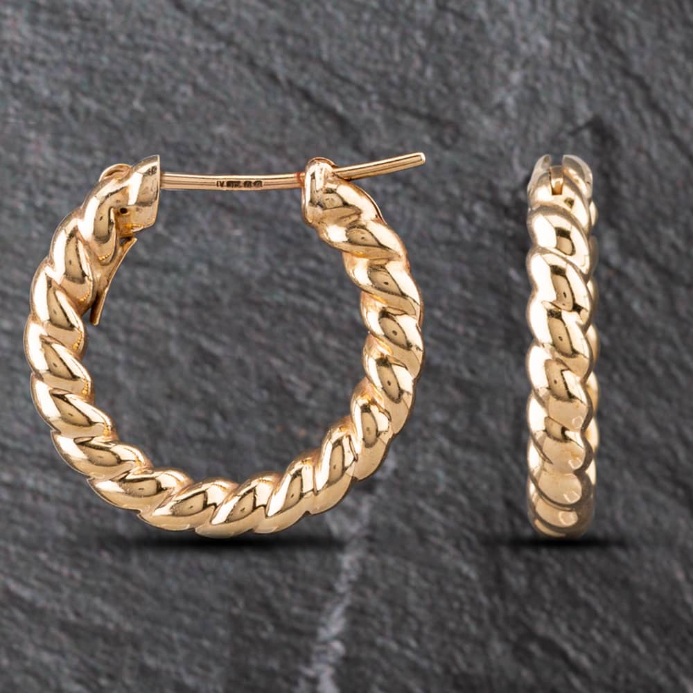Product photograph of Pre-owned 9ct Yellow Gold Twisted Hoop Earrings 4165188 from The Jewel Hut