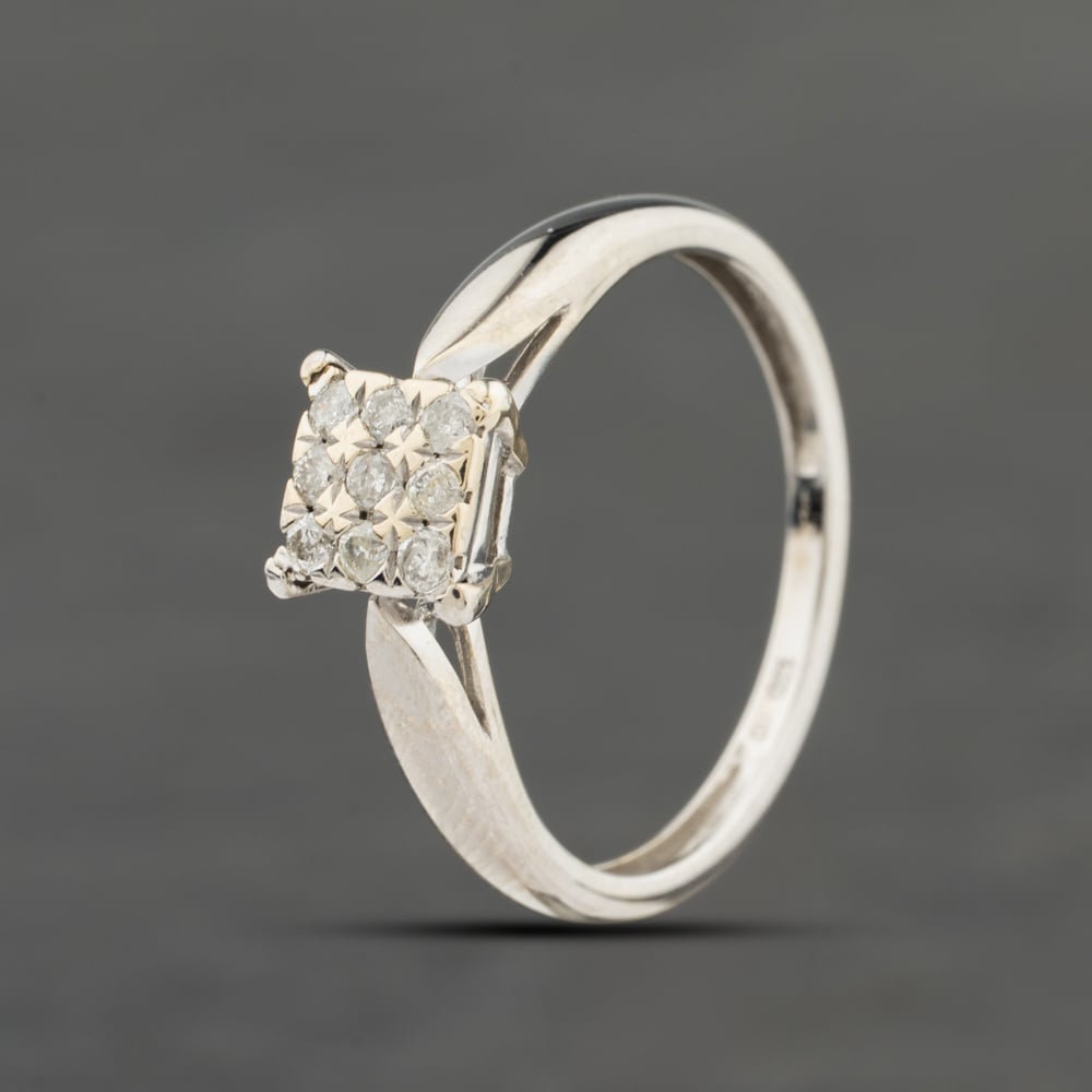 Click to view product details and reviews for Pre Owned 9ct White Gold 015ct Brilliant Cut Diamond Cluster Ring 41671558.