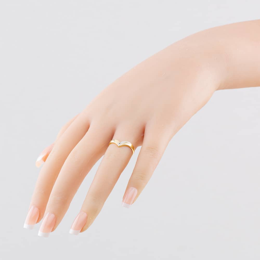 Pre-Owned 9ct Yellow Gold 0.01ct Diamond Wishbone Ring 41671624